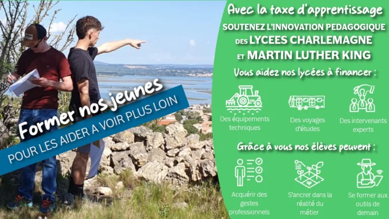 taxe d'apprentissage, soutenir l'enseignement agricole, lycée charlemagne, lycée martin luther king, innovation pédagogique, formation agricole