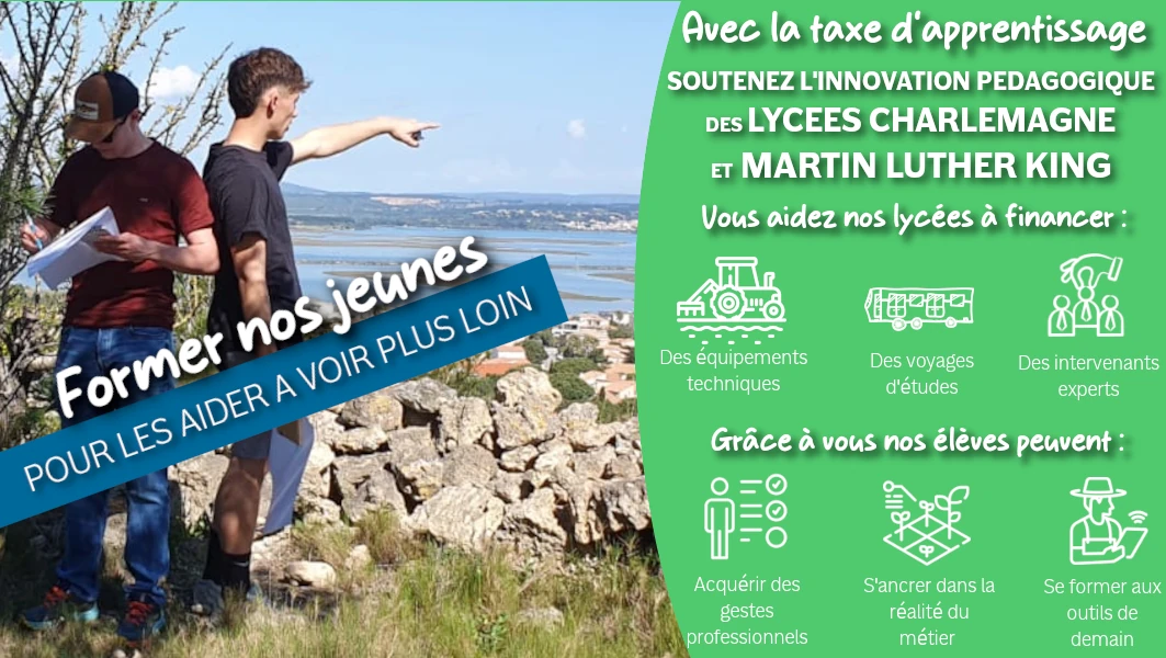taxe d'apprentissage, soutenir l'enseignement agricole, lycée charlemagne, lycée martin luther king, innovation pédagogique, formation agricole