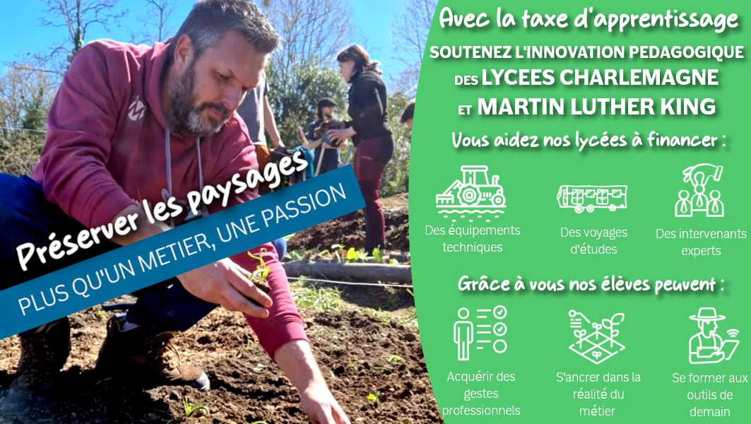 taxe d'apprentissage, soutenir l'enseignement agricole, lycée charlemagne, lycée martin luther king, innovation pédagogique, formation agricole